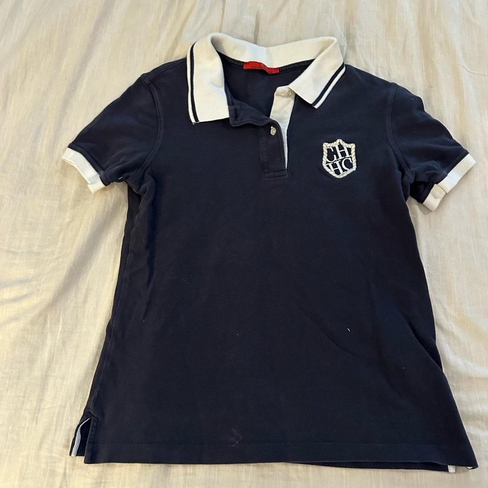 Carolina Herrera Short Sleeve Knit Polo Large Logo (T1)